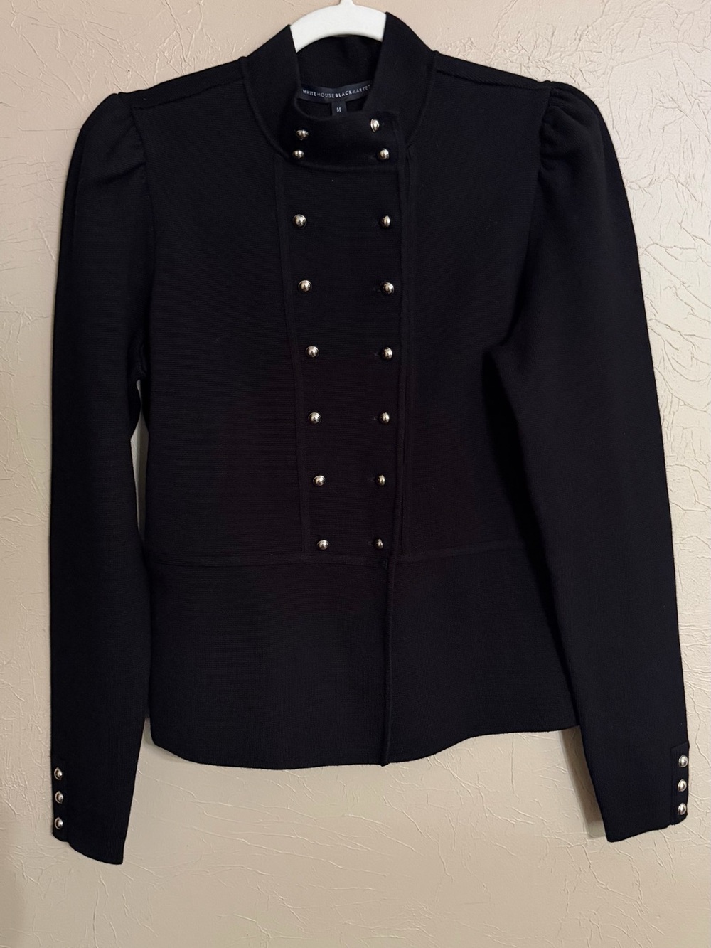 NWT White House Black Market Black Military-Inspired Button Jacket